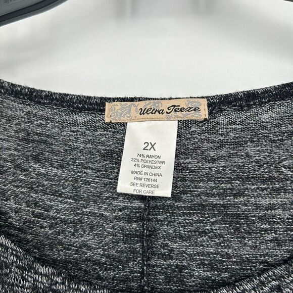 Ultra Freeze Marled Black Sweater Knit Top Dolman Sleeves Slouchy Oversized 2X - Picture 9 of 9